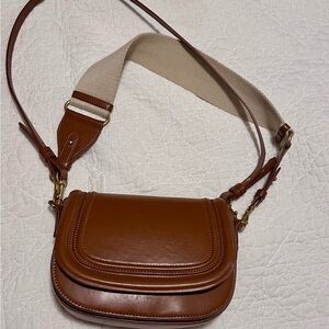 Zara Brown Crossbody Bag with Structured Silhouette and Polished Finish